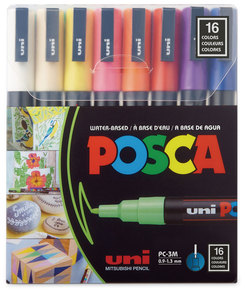 POSCA™ Water-Based Paint Markers Fine Bullet Tip, Assorted Colors,16/Pack