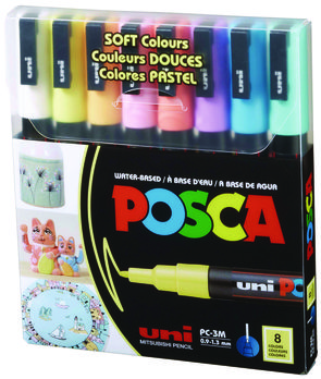 POSCA™ Water-Based Paint Markers Fine Bullet Tip, 0.9 mm/1.3 mm, Assorted Colors, 8/Set