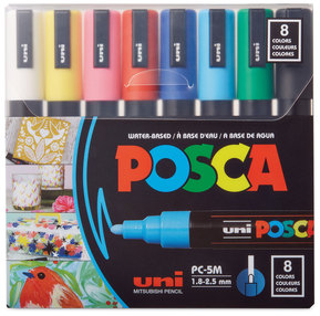 POSCA™ Water-Based Paint Markers Medium Bullet Tip, Assorted Colors, 8/Pack
