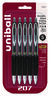 A Picture of product UBC-1960240 uniball® Signo 207 Retractable Gel Pen Fine 0.5 mm, Black Ink, Smoke/Black Barrel, 5/Pack