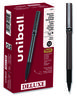 A Picture of product UBC-60025 uniball® Deluxe Stick Roller Ball Pen Rollerball Extra-Fine 0.5 mm, Black Ink, Metallic Gray/Black Barrel, Dozen