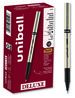 A Picture of product UBC-60052 uniball® Deluxe Stick Roller Ball Pen Rollerball Fine 0.7 mm, Black Ink, Champagne/Black Barrel, Dozen