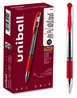 A Picture of product UBC-65452 uniball® Signo GRIP™ Stick Gel Pen Medium 0.7 mm, Red Ink, Clear/Red/Silver Barrel, Dozen