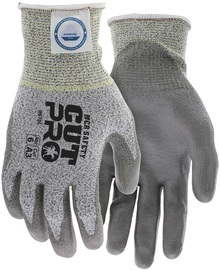MCR Safety® CutPro® 13 Gauge Dyneema® Cut Resistant Gloves With Polyurethane Coated Palm. Size Small. Gray. 1 pair.