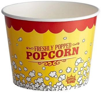 Carnival King Popcorn Bucket with 'Freshly Popped Popcorn' Stock Print. 85 oz. 150/case.