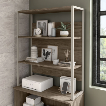 Hybrid, 36W Bookcase Hutch, Modern Hickory