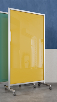 Ghent EZ Mobile Glassboard, Aluminum Frame, Non-Magnetic, 75"H x 38"W, Yellow