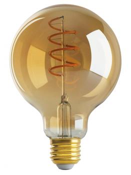 Satco Products Medium Base Spiral Filament Vintage Globe LED. 4.5W/G30/2000K/240L/120V. Amber. 24/case.