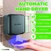 A Picture of product ALH-ALP40010GRY Alpine Industries Hemlock Commercial Automatic 120V Hand Dryer, 6.68 x 11.41 x 12.31, Stainless Steel, Gray