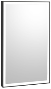 LED Backlit Mirror, Outer Etched, Matte Black Frame, 24" x 36"