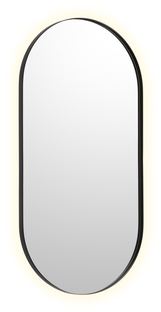 Pill Shaped Backlit LED Mirror, Matte Black, 24" x 48"