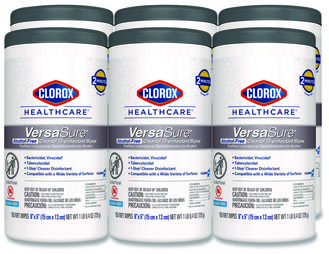 Clorox Healthcare® VersaSure Cleaner™ Disinfectant Wipes 1-Ply, 6 x 5, Fragranced, White, 150/Canister, Canisters/Carton