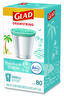 A Picture of product CLO-79155 Glad® OdorShield® Small Drawstring Trash Bags. 0.5 mil. 18 X 17 in. 4 gal. Blue. Beachside Breeze scent. 80/box.