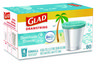 A Picture of product CLO-79155 Glad® OdorShield® Small Drawstring Trash Bags. 0.5 mil. 18 X 17 in. 4 gal. Blue. Beachside Breeze scent. 80/box.