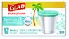 A Picture of product CLO-79155 Glad® OdorShield® Small Drawstring Trash Bags. 0.5 mil. 18 X 17 in. 4 gal. Blue. Beachside Breeze scent. 80/box.