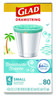A Picture of product CLO-79155 Glad® OdorShield® Small Drawstring Trash Bags. 0.5 mil. 18 X 17 in. 4 gal. Blue. Beachside Breeze scent. 80/box.