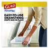 A Picture of product CLO-79157 Glad® ForceFlex™ Tall Kitchen Drawstring Trash Bags 13 gal, Gain Lavender with Febreze Freshness, 10.18 x 9.81, White, 110/Box