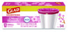 A Picture of product CLO-79274 Glad® OdorShield® Small Drawstring Trash Bags. 0.5 mil. 18 X 17 in. 4 gal. Pink. Cherry Blossom scent. 34/box.