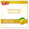 A Picture of product CLO-79316 Glad® Medium Drawstring Trash Bags with Clorox. 0.74 mil. 8 gal. 23 X 21.63 in. Gray. Lemon Fresh Bleach scent. 26 bags/box.