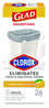 A Picture of product CLO-79316 Glad® Medium Drawstring Trash Bags with Clorox. 0.74 mil. 8 gal. 23 X 21.63 in. Gray. Lemon Fresh Bleach scent. 26 bags/box.