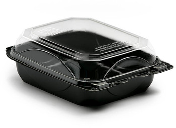 BOTTLEBOX® Hinged Take-Out Containers. 6 X 8 in. Black/Clear. 250/case.