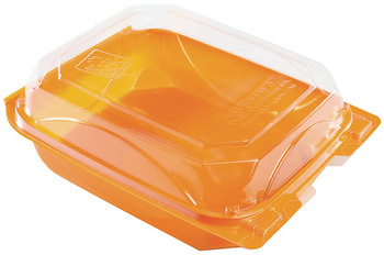 BOTTLEBOX® Hinged Take-Out Containers. 6 X 8 in. Tangerine/Clear. 250/case.