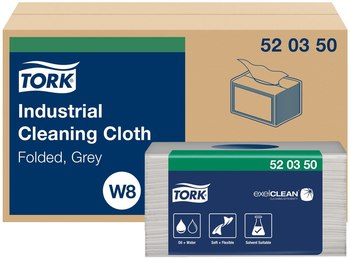 Tork Industrial Cleaning Cloth.  Grey.  1-ply.  55/Pack, 8 Packs/Carton