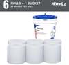 A Picture of product 351-201 Power Clean Wipers for WetTask Customizable Wet Wiping System with (1) Bucket, 6 x 12, Unscented, 95/Roll, 6 Rolls/Carton