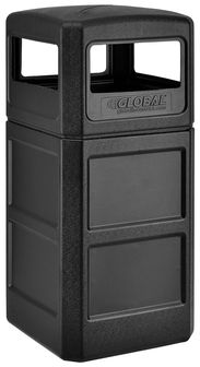 Global Industrial™ Square Plastic Indoor/Outdoor Waste Receptacle With Dome Lid and Open Sides. 42 gal. Black. **NON RETURNABLE**