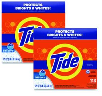 Tide® Powder HE Compatible Laundry Detergent. 129 oz. Original scent. 2 boxes/carton.