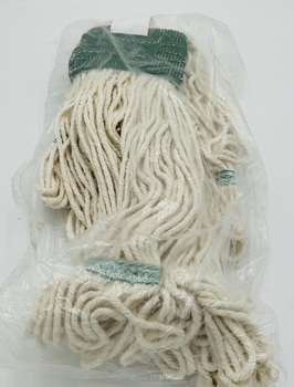 O'Dell 4000 Series Looped-End Wet Mop with Green 5 inch Mesh Band. Medium. White.