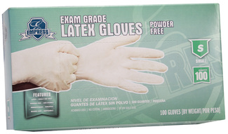 Empress™ Exam Grade Latex Powder Free Gloves. Size Small. 100/box, 10 boxes/case.