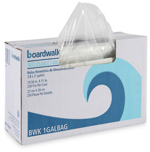 Boardwalk® Reclosable LDPE Food Storage Bags. 1 gal. 10.56 X 11 in. Clear. 250/box.