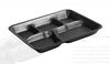 A Picture of product EPI-ST8B Ecopax 5-Compartment Serving School Lunch Foam Tray. 10.125 X 8.188 X 1.063 in. Black. 125 trays/sleeve, 4 sleeves/case.