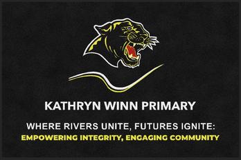 ColorStar Impressions Horizontal Logo Mat with Custom "Kathryn Winn Primary" Logo. 4 X 6 ft.