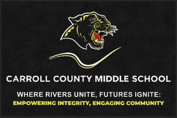ColorStar Impressions Horizontal Logo Mat with Custom "Carroll County Middle School" Logo. 4 X 6 ft.