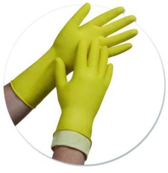 AMBITEX® Pro L6500 Series Flock-Lined Latex Gloves. Size Medium. 12 in. Yellow. 12 pairs.