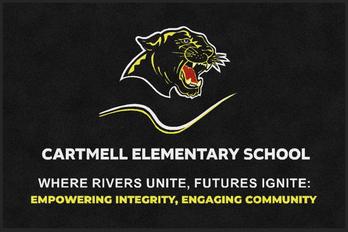 ColorStar Impressions Horizontal Logo Mat with Custom "Cartmell Elementary School" Logo. 4 X 6 ft.