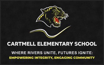 ColorStar Impressions Horizontal Logo Mat with Custom "Cartmell Elementary School" Logo. 5 X 8 ft.