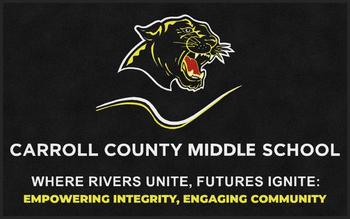 ColorStar Impressions Horizontal Logo Mat with Custom "Carroll Co Middle School" Logo. 5 X 8 ft.