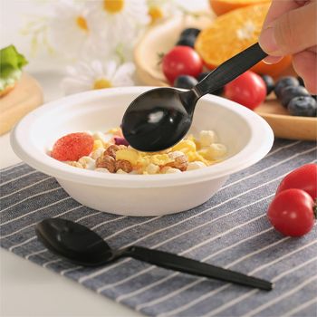 Genuine Joe Heavyweight Soup Spoon. Black. 1000/case.