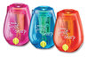 A Picture of product BOS-PS1ADJ3PK Bostitch® Twist-n-Sharp One-Hole Pencil Sharpener. 3.5 X 1.25 X 5.5 in. Assorted Colors. 3 sharpeners/box.