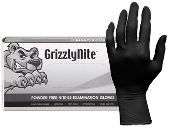 HOSPECO® ProWorks GrizzlyNite Nitrile Gloves Powder-Free, X-Large, 5 mil Thick, Black, 100/Box, 10 Boxes/Carton