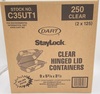 A Picture of product 967-179 StayLock® Clear Hinged Lid Containers. 9 inch, medium, oblong. 9.0" x 5.4" x 3.5". 125 Containers/Sleeve.