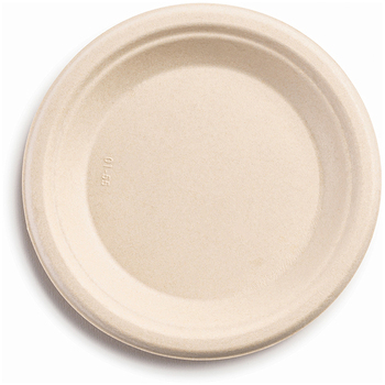 Conserveware Bagasse Round Plates. 6 in. 125/bag, 8 bags/case.