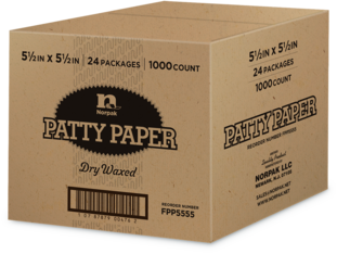 Norpak Dry Waxed Patty Paper. 5.5 X 5.5 in. White. 24 packs, 1000 sheets/pack.