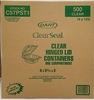 A Picture of product 329-521 ClearSeal® Hinged Lid Containers.  6" Sandwich.  6.0" L x 5.8" W x 3.0" H.  19.8 fl. oz.  Clear.  125 Containers/Sleeve.