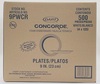 A Picture of product 241-213 Concorde® Non-Laminated Foam Dinnerware.  9" Plate.  White Color.  125 Plates/Sleeve.