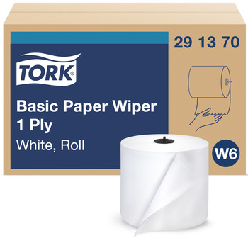 Tork Basic Paper Wiper. 1-ply. 1150 ft. White. 4 rolls/case.