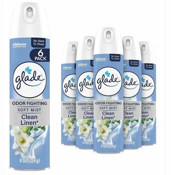 Glade Air Freshener Spray Spray. 8 fl oz/0.3 qt. Clean Linen scent. 6 cans/carton.